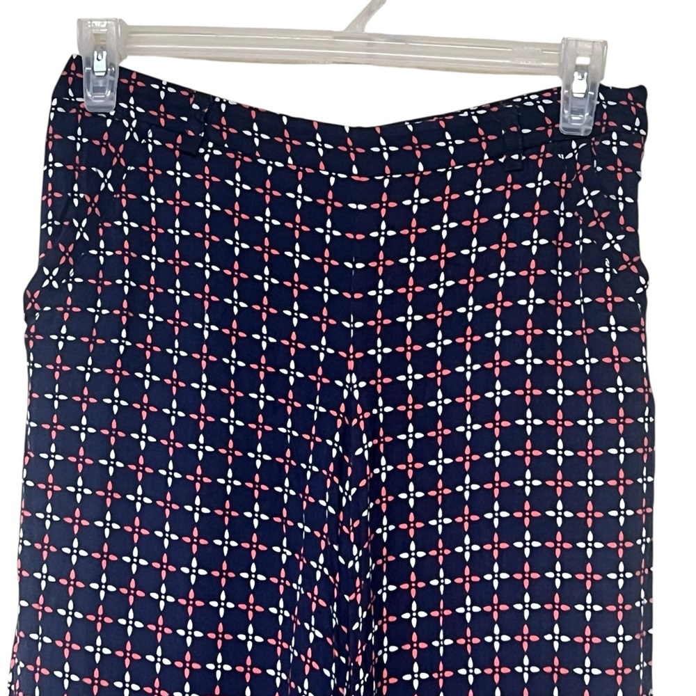 Anthropology Cartonnier navy rayon wide leg palazzo pants with geometric print - Picture 4 of 11